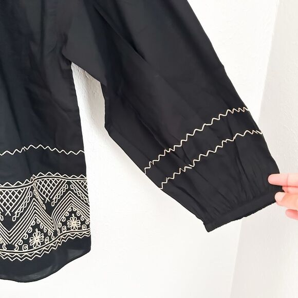 Lauren Ralph Lauren Embroidered Cotton Tassel Top Blouse New Medium - Picture 7 of 11
